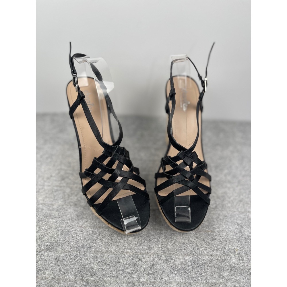 Charles by Charles David Espadrille wedge high heels, black, women's size 8.5 - Picture 13 of 14